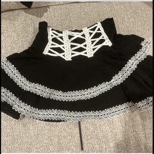 Handmade Black and White Lace Mini Skirt